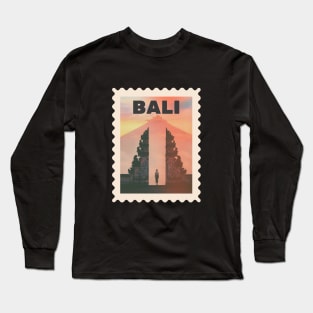 Bali Indonesia Postcard Stamp Design with Travel Photograph Long Sleeve T-Shirt